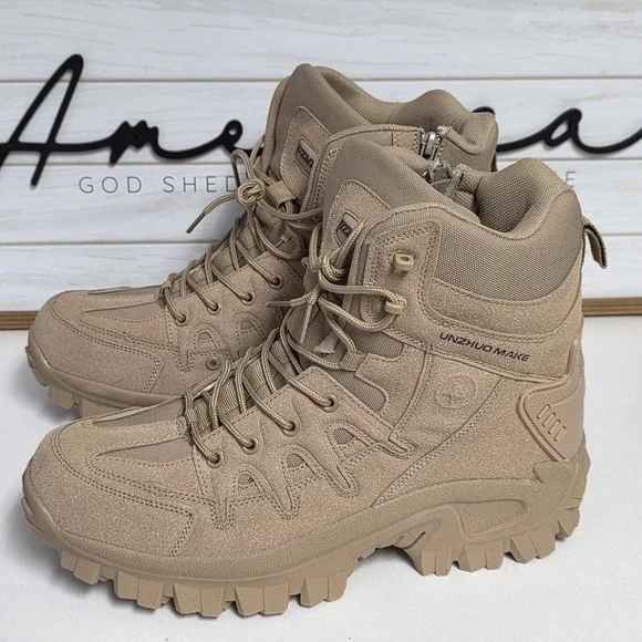 Unzhuo Make 5.11 Tactical Boots Mens 12 Beige Leather Lace Up Ankle Outdoor 46 Unzhuo Make 5.11 Tactical Boots Mens 6.5 Beige Leather Lace  main image 3
